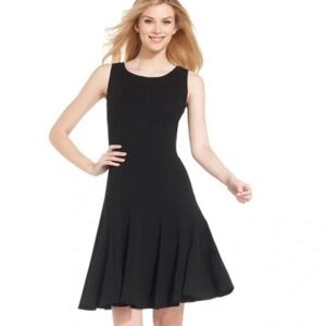 Calvin Klein Little Black Princess Seams Aline Fit Flare Contour Fitted Seamline